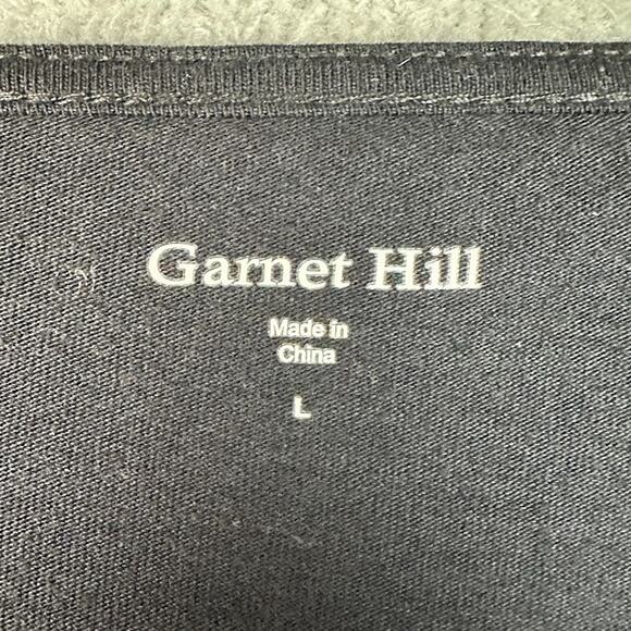 Garnet Hill Top Womens Large Black Lace 3/4 Sleeve Neutral Party Holiday Stretch - Picture 5 of 11